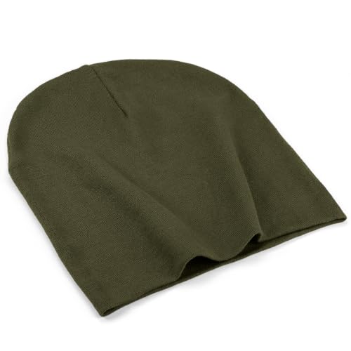 ROYBENS Thin 100% Cotton Beanie for Men Women Lightweight Slouchy Chemo Hat - color: 1pcs-oliver Green