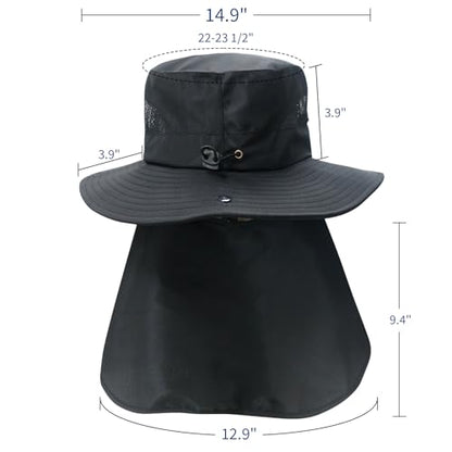 NPJY Sun Fishing Hats with Neck Flap for Men Women UV Sun Protection - color: Pure Brown(with Neck Flap)