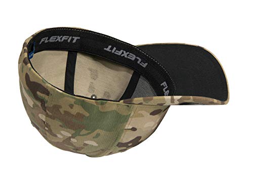 The Blackout American Flag 6277 Flex Fitted Baseball Cap - Custom Embroidered Black USA Flag Flex-Fitted Baseball hat - color: Multicam, size: Small-Medium