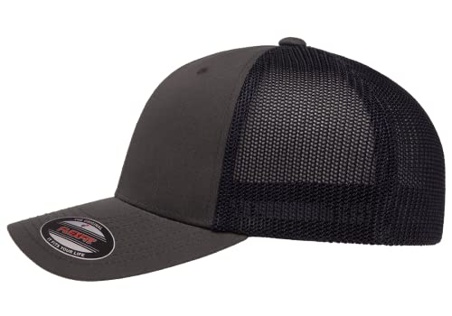 Mrlahat 6511 Flexfit Trucker Mesh One Size Fitted Cap 6 Panels with Black Bandana - color: Charcoal/Navy