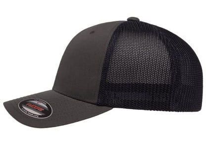 Mrlahat 6511 Flexfit Trucker Mesh One Size Fitted Cap 6 Panels with Black Bandana - color: Charcoal/Navy