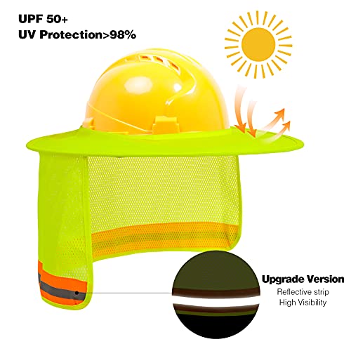 Hard Hat Sun Shade, High Vis Sun Visor Shade Full Brim, Yellow, 2PCS - color: 2 Packs Yellow
