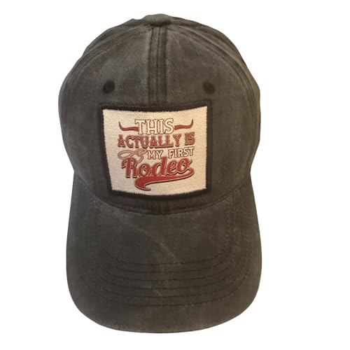 Popfizzy Funny Hats for Men and Women, Fun Adult Baseball Cap, Funny Birthday Gifts for Women and Men, Cool Dad Hat Gift Idea - color: My First Rodeo (Black)