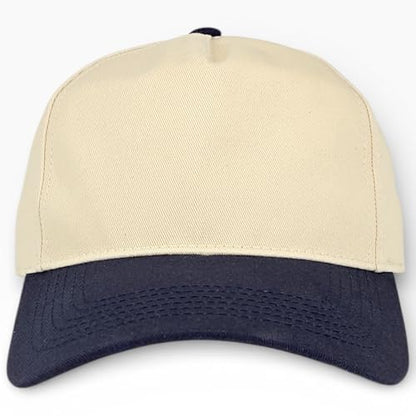 E BY ELIDAN Two Tone A-Frame Trucker Hat, 5-Panel Blank Baseball Snapback - color: Stone Navy