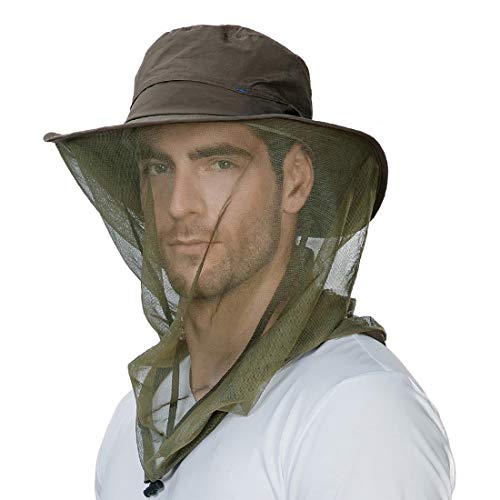 Comhats Mosquito Net Sun Hat for Men, Waterproof UPF 50+ Wide Brim - color: 99742_armygreen, size: Medium-Large