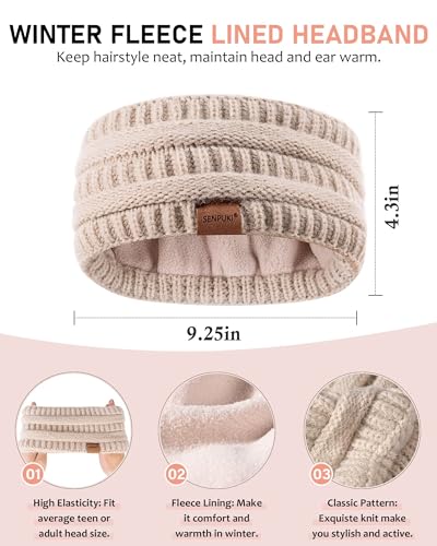 Womens Winter Beanie Hat Scarf Gloves Headband Set, Slouchy Beanie Ear Warmer Knit Scarf Touchscreen Gloves Warm 4 Gift Set - color: Black