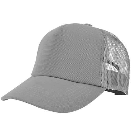 Gelante Polyester Foam Front, Mesh Back 5 Panel Sublimation Trucker Baseball Cap Snapback Hat - color: Light Gray