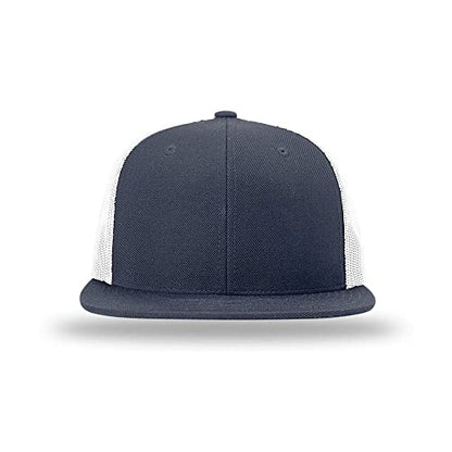 Richardson 511 Wool Blend Flatbill Trucker Snapback Adjustable Cap - color: Navy/White