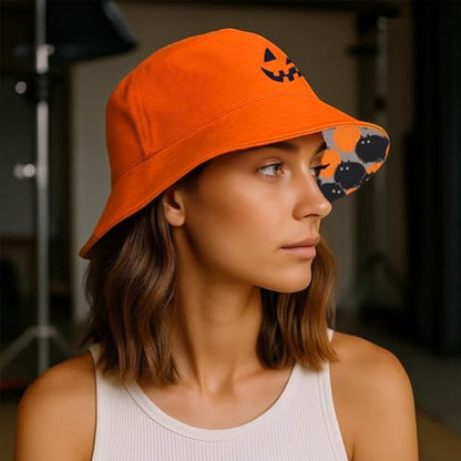 Bucket Hat for Men Women Funny Holiday Fishing Hat Cute Fisherman Cap - color: H-pumpkin