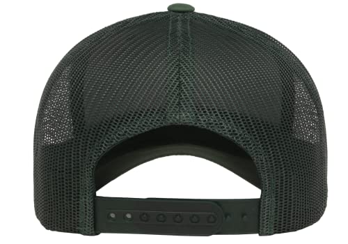 Yupoong Classic Mesh 6 Panel Retro Trucker Cap | Mid Profile Snapback - color: Evergreen