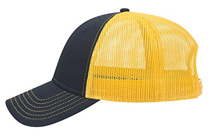 OTTO 6 Panel Low Profile Contrast Vertical Mesh Back Cap - color: Blk/Blk/Gld