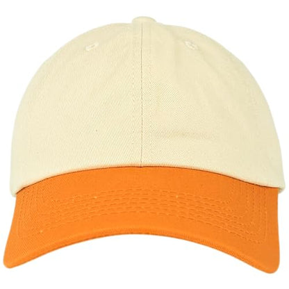 E BY ELIDAN Two Tone Dad Hat, Low Profile Baseball Cap - color: Cream Russet Orange