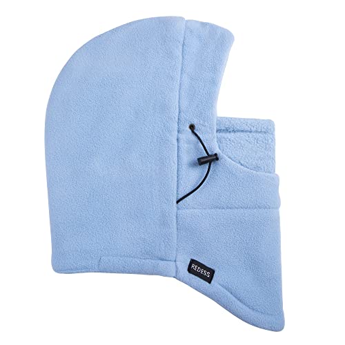 REDESS Winter Windproof Hat, Unisex Children Heavyweight Balaclava, Ski Mask with Thick Warm Fleece Face Cover - color: Light Blue