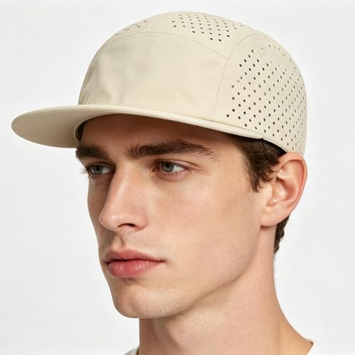 COOLSOME Five Panels Hat Basic Daily Wear Breathable Mesh Airy Quick Dry Cap - color: Laser Mesh|khaki+light Grey L 60-62cm