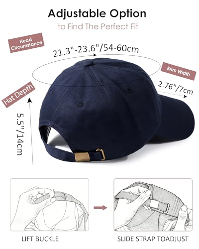 Lvaiz Womens Satin Lined Baseball Cap Washed Cotton Adjustable Dad Hat - color: Navy Blue
