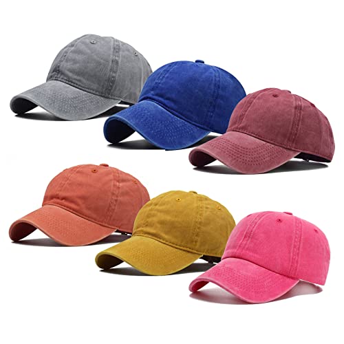 Ultrafun Unisex Vintage Baseball Cap Washed Distressed Plain Blank Baseball Hat Adjustable Dad Hat for Outdoor Sports - color: 6pack-women