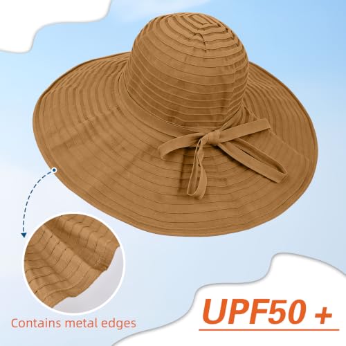 Sun Hat for Men Women UV Protection Wide Brim Fishing Hats Breathable UPF 50+ Boonie Bucket Hats Beach Safari Hiking Garden - color: Khaki