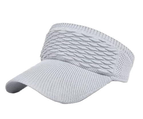 Stretch Knit Sport Visor Hat – Lightweight Breathable Sun Visor for Running, Golf, Tennis, and Outdoor Activities - color: Gray
