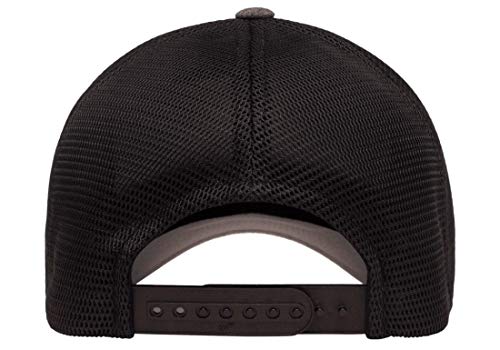 Flexfit 110M Trucker Mid-Profile Mesh Back Snapback Cap - color: Melange Charcoal/Black