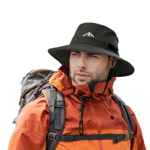 TOP-EX Men's Waterproof Bucket Sun Hat, UPF 50+ Wide Brim, S/M-XXL - color: 94573_army Green, size: Small-Medium