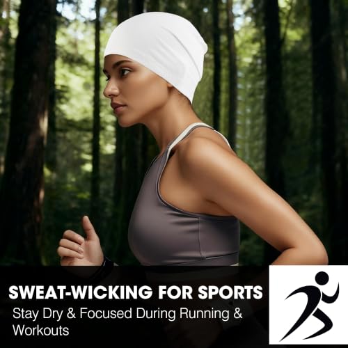 WTACTFUL 3-Pack Breathable Cooling Skull Cap for Men Women Thin Beanie - color: Black+black+white