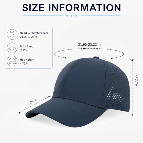 Quick Dry Baseball Cap Curved Brim Snapback Hat Mesh for Men Women - color: Black+navy+lightgrey