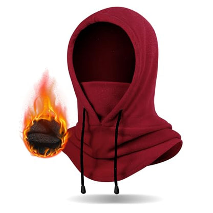 Winter Balaclava Ski Mask: Warm Fleece Hood Hats Face Cover - color: Winered