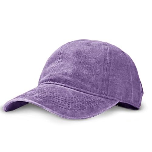 Unisex Vintage Washed Baseball Cap | Low Profile Soft Top Unstructured Cotton Baseball Cap | Adjustable Size Vintage Buckle - color: A07- Light Purple