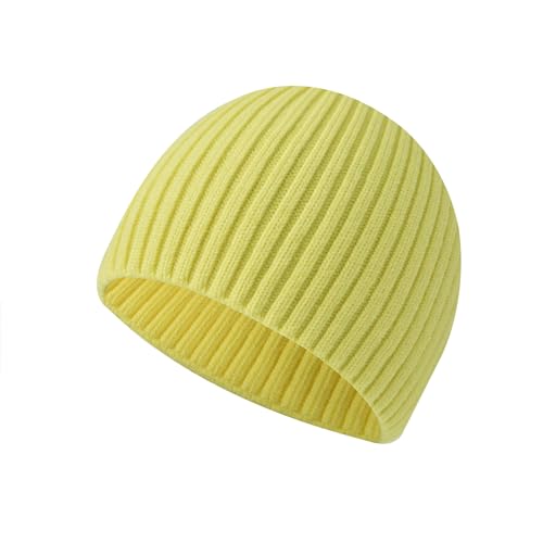 Skull Cap Beanie for Men and Women Warm Winter Hats Knit Beanie Toque for Daily Use - color: Light Yellow