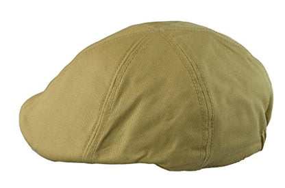 Men’s Flat Cap – 6 Panel Duckbill Ivy Hat, Lightweight Cotton Driving Cap with Elastic Band, Classic Newsboy Golf Hat - color: Khaki