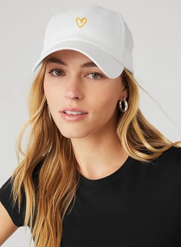 Women's Men's Fashion Baseball Cap Adjustable Strapback Hats Dad Hat Visor Sports Hat - color: Love Heart White
