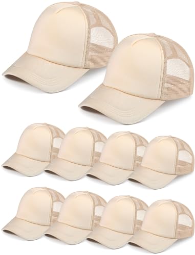 Tarpop 10 Pcs Sublimation Blank Trucker Hats Bulk - color: Tan