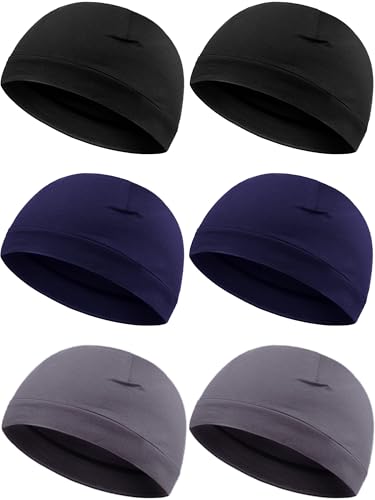 Syhood 6 Pcs Men Skull Caps Cotton Beanies Caps Sleep Hats - color: Dark