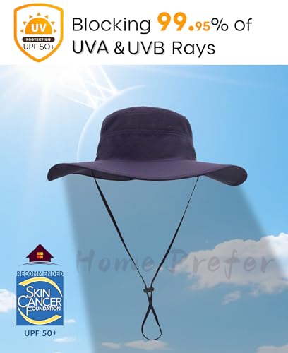 Home Prefer UPF 50+ Men's Sun Hat Wide Brim Bucket Hat UV Protection Hat for Mens Womens Beach Safari Gardening Golf Fishing - color: Deep Purple