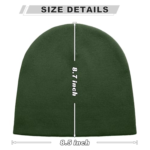 ROYBENS 100% Cotton No Cuff Beanie Hat Men Women, Fisherman Skull Cap - color: Dark Green