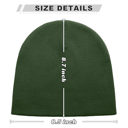 ROYBENS 100% Cotton No Cuff Beanie Hat Men Women, Fisherman Skull Cap - color: Dark Green