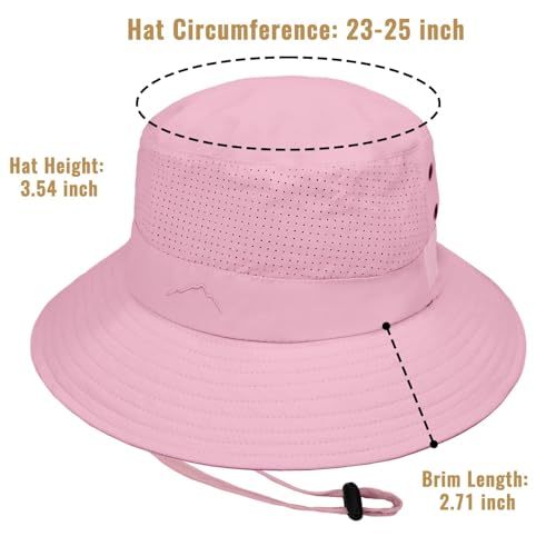 Sun Bucket Hat for Men Women Fishing Beach Safari Hats for Golf Hiking Hunting Outdoor UPF 50+ - color: Pink