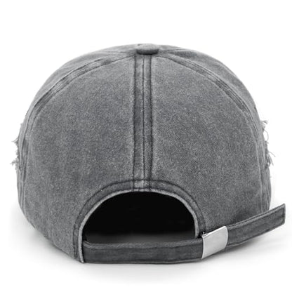 Retro Washed Distressed Baseball Cap with Five Pointed Stars for Women Men - color: Grey