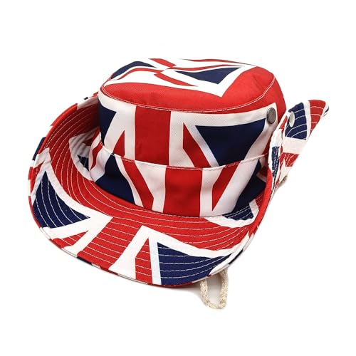 Sun Bucket Hat for Men Women Fishing Beach Safari Trendy Cotton Cowboy Cap for Golf Hiking Hunting Outdoor Boonie - color: Flag Red