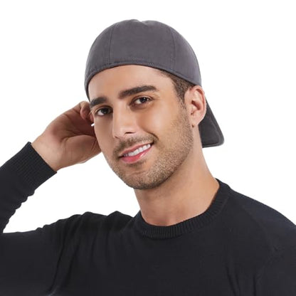 Men's Fitted Cap Winter Fleece Warm Full Closed Baseball Caps Curved Brim Blank Elastic Closed Back Hat K277N - color: Khaki, size: 7-7 1/4