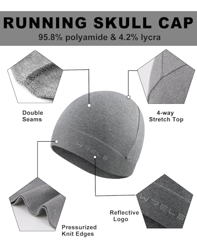 WRELS Winter hat Running Skull Cap Breathable Helmet Liner Cycling Beanie Sweat Wicking Hockey Head Caps for Men Women - color: Grey*1