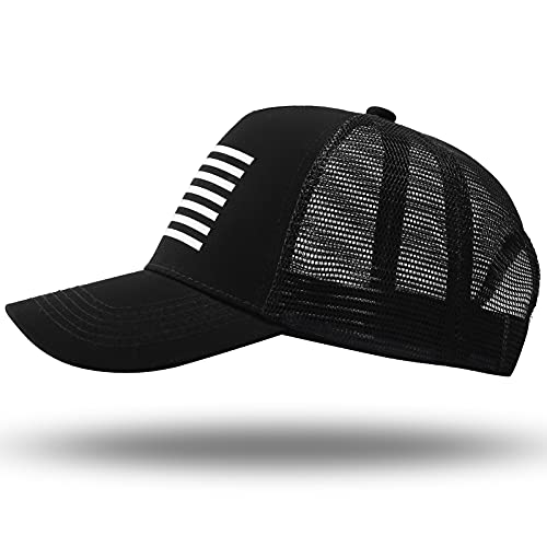 American Flag Trucker Hat - Snapback Hat, Baseball Cap for Men Women - Breathable Mesh Side, Adjustable Fit - for Casual Wear - color: Black