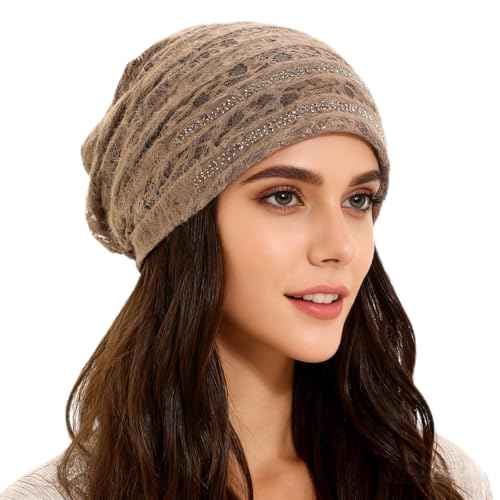 Crochet Slouchy Beanie Hat Turbans Headware for Women - color: Bea15 - Brown