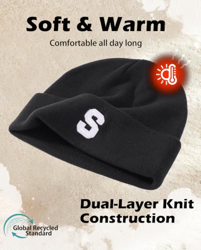 Connectyle Men's Cuffed Beanie Hat Double Layer Knit Winter Watch Cap - color: F0388-s