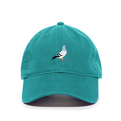Pigeon Baseball Cap Embroidered Cotton Adjustable Dad Hat - color: Teal