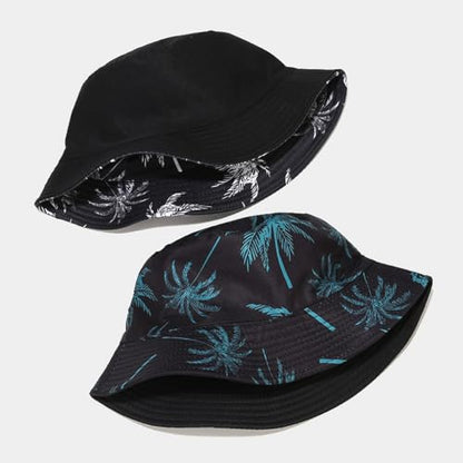 Quanhaigou Bucket Hats Unisex Summer Travel Beach Fisherman Cap for Men Women Teens - color: Black White Tree