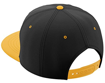Daxton Classic Blank Snapback Flat Bill Visor Hat Cap One Size Adjustable Back - color: Black Gold