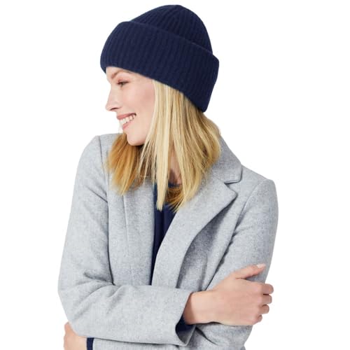 Style Republic Women’s Chunky Knit Beanie, 100% Pure Cashmere Cap, Soft & Stretchy, Warm Hat for Autumn, Winter, Spring - color: Navy