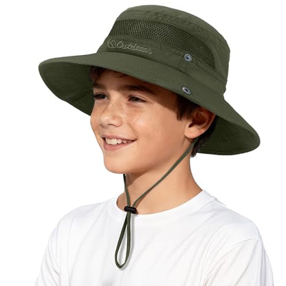Komorebi UPF 50+ Kids Sun Hat，Wide Brim Bucket Hats for Kids Beach Outdoor - color: 06 Army Green