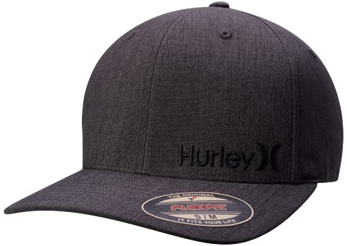 Hurley Mens Baseball Cap Moisture-Wicking Flexfit Curved Bill Fitted Hat - color: Dark Grey, size: Small-Medium